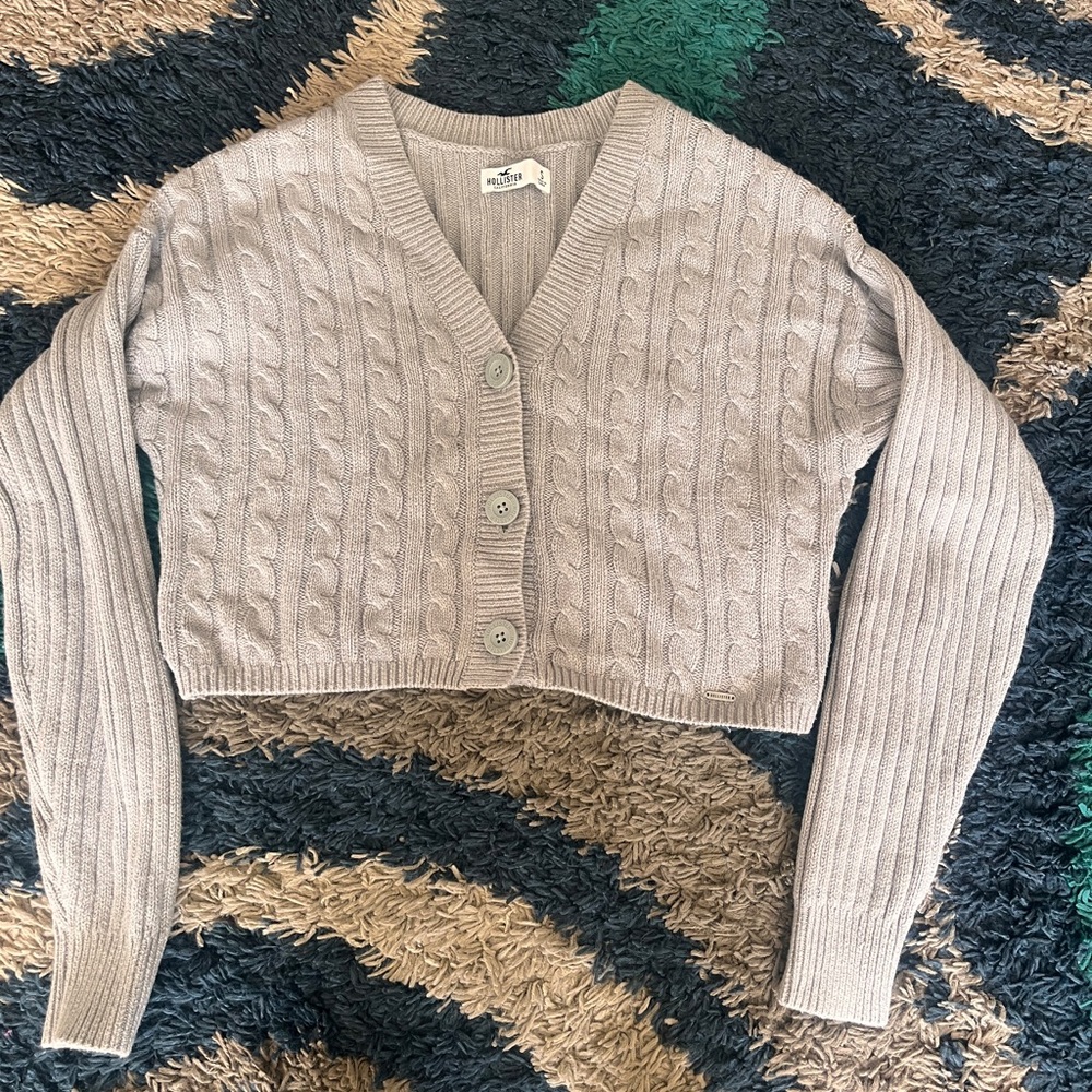 Hollister Beige Cable Knit Cardigan